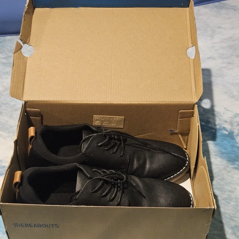 Thereabouts TH Mackem Boys Black Lace Up Oxford Dress Shoes Size 6M w/ Box